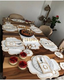 Resim Başak Krem Gold 8 Kişilik 25 Parça Amerikan Servis Runner Seti 