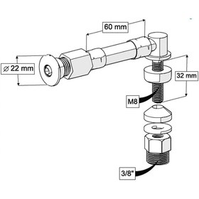 Resim yapıtaşı Yt323 Ø22 Küresel Uçlu L tipi Esnek Taharet çubuğu Rekorlu 60mm 