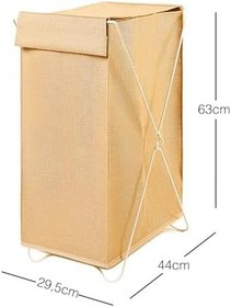 Resim Ocean Home Textile Katlanabilir Bölmeli Beyaz Metal Destekli Naturel Jüt Çamaşır Sepeti 44 x 29.5 x 63 cm 