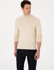 Resim Cacharel Bej Slim Fit Pamuk Karışımlı Yarım Balıkçı Yaka Triko Kazak 