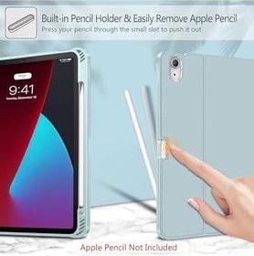 Resim M.TK moveteck İpad Air 11 inç 2024 6.nesil Uyumlu Klavyeli Tablet Kılıf Bluetooth Kalem Bölmeli Standlı, Buz Mavisi, Tek Ebat, klavye-air11-petrol 