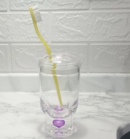 Resim 2 Adet Diş Fırçalık Mor Damlalı Akrilik 7x7x14cm Banyo Seti Çok Renkli 