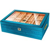 Resim Lubinski Camlı Humidor Puro Kutusu Mavi Lake 250s Humidor