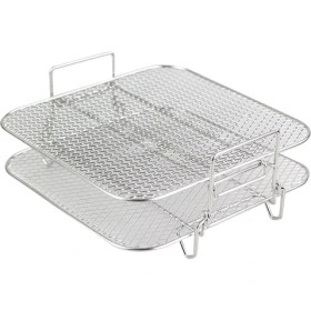 Resim Enigmatic 2 Katmanlı Hava Fritöz Rafı Istiflenebilir Izgara Rafı Paslanmaz Çelik 4.2-5.8qt Hava Fritöz Mutfak Fırın Vapur Ocak (Yurt Dışından) 