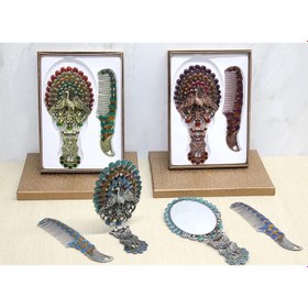 Resim Tavuskuşu Katlanabilir Ayna Ve Tarak Seti Büyük Boy Alk4913 