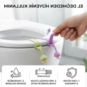 Resim Klozet Kapağı Hijyen Aparatı - El Değmeden Kullanım İçin Açık Ahşap 