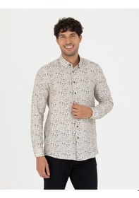 Resim Pierre Cardin Erkek Bej Desenli Gömlek 50276009-vr011 Bej 