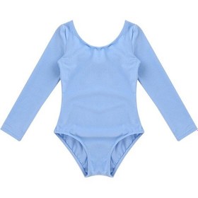 Resim Mavi Bale Kostümleri Çocuklar Uzun Kollu Dans Bodysuit Jimnastik Leotard Kız Bale Tutu Dancerwear Mavi 