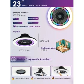 Resim Dlc Group Ovest Kumandalı Tavan Vantilatörü 58 cm LED Aydınlatmalı ve Yüksek Hava Akışı Özelliği 