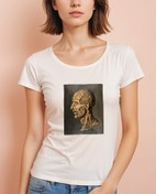 Resim Çıplak Vücutlardan Oluşan Adam Kafası Geniş Yaka Tişört 