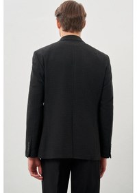 Resim İmza Koyu Antrasit Desenli Örme Mono Yaka Tam Astar Esnek 6 Drop Comfort Fit Casual Ceket 1002245164 Koyu Antrasit 