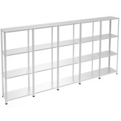 Resim RafBurada 4 Katlı 5'li Galvaniz Çelik Raf - Depo, Arşiv, Kiler, Dosya, Market Rafı 59x75 Cm-200 Cm-1.00 Mm 