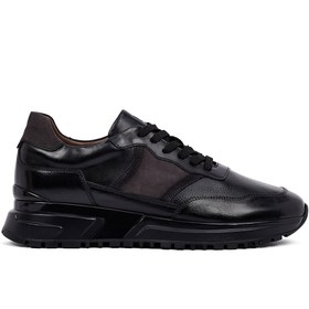 Resim Derimod Erkek Siyah Bağcıklı Kalın Tabanlı Deri Casual Sneaker 25WFD600314 