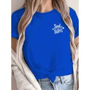 Resim Soul Sisters Kadınlar İçin Saf ve Rahat Tişört, Günlük Giyim,Rahat Üst,Geometrik Desen,Klasik Yuvarlak Yaka,Nefes Alabilen Gömlek,Yumuşak Malzeme,Kısa Kollu Üst,Temel Tişört,Günlük Gardırop,Kadın Modası 