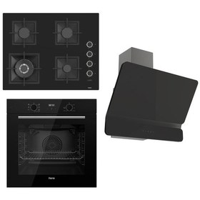 Resim Ferre Flowart Serisi Siyah Ankastre Set SC405-WFA - QBL63CS - D080 