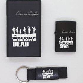 Resim Ada Lazer Kişiye Özel The Walking Dead Metal Sigara Kutusu, Zippo Çakmak ve Anahtarlık Seti 