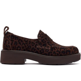Resim Derimod Kadın Leopar Desenli Süet Deri Maskülen Loafer 25AFD201710 
