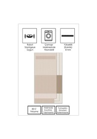 Resim West Home Makinede Yıkanabilir Kaymaz Taban Leke Tutmaz Bej Salon Halısı Mutfak Halısı Ve Yolluk 606 Beige 