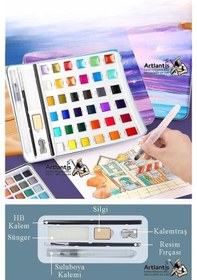 Resim Tablet Sulu Boya 36 Renk Teneke Kutu 1 Paket 36 Lı Taş Sulu Boya Çıkarılabilir Tablet Suluboya Resim Hobi Sanat 