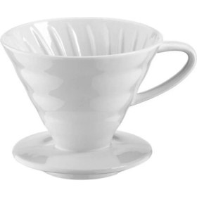Resim Seramik Kahve Dripper - Porselen Kahve Demleyici - Beyaz - 1 Fincan Kapasiteli Kahve Aleti No: 2 - Beyaz (Hario V60 Benzeri) 