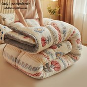 Resim 1 adet Bohem Çiçek Desenli Kadife Yorgan, Dört Mevsim Kapitone Yatak Örtüsü, Makinede Yıkanabilir, Yumuşak Sıcak Mikrofiber Dolgulu, Polyester Kılıflı, Yatak Odası Misafir Odası ve Noel Hediyesi için İdeal 