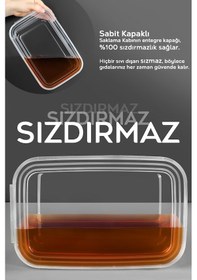 Resim 10 Adet Sızdırmaz Kendinden Kapaklı Derin Dondurucuya Uygun Saklama Kabı Düzenleyici Erzak Kabı 2 Lt Şeffaf 