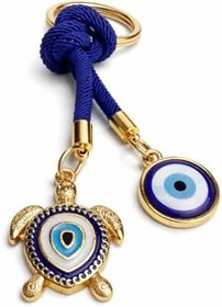 Resim Nazar Boncuğu Kaplumbağa Anahtarlık - Şans ve Koruma Sembolü Evil Eye Keychain, Premium Altın Kaplama Nazar Charm, Araba Anahtarı & Çanta İçin Şık Hediyelik 