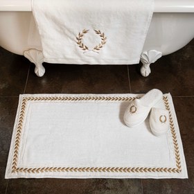 Resim Altın Yaprak İşlemeli Pamuk Ayak Havlusu 