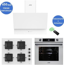 Resim Ferre Ve Afm Tech SS206 + FM7701 + FM3401W Whıte Star Turbolu Beyaz Dijital Ankastre Set 