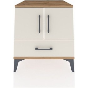 Resim Kronos Komodin 2 Raflı Tek Çekmeceli 2 Kapaklı 60x59x64 Çam-aytaşı Atlas Çam 