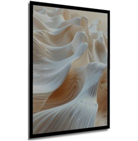 Resim Soyut Dalgalı Formlar Yağlı Boya Görünümlü Ahşap Ev,Antre,Salon,Ofis,Mutfak Tablo Çerçeve Görünümlü 4415- 70 X 50 