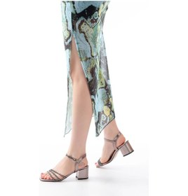 Resim No8 Home S-889 Platin 3 Bantlı Topuklu Kadın Ayakkabı Çok Renkli 