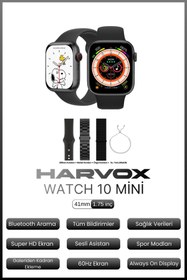Resim HARVOX Watch 10 Mini Akıllı Saat Hediye Dolu Kutu İçeriği 3 Kordon ve Bileklik 