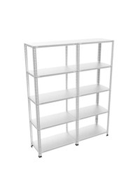 Resim Raf Burada 5 Katlı Duble Galvaniz Çelik Raf - Depo, Arşiv, Kiler, Dosya, Market Rafı-31x93 cm-250 cm-0.70 mm 