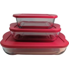 Resim Kırmızı Kapaklı Borcam Kare Set 3 Parça 