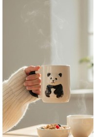 Resim Seramik 3d Panda Kupa -300ml Beyaz - Siyah 
