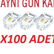 Resim Rj11 Jack Konnektör Uç 4839A Telefon Başlık 100 Adet Cak Baş Çak 
