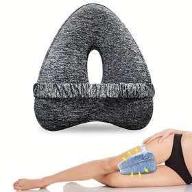 Resim Kayışlı Diz ve Bacak Yastığı - Kalça, Uyluk ve Diz Destekli Ergonomik Yan Uyku Minderi - Karışık Renklerde Yumuşak Peluş Kumaş (Gri, Mavi, Pembe) | Bacak Yükseltme Minderi | Rahatlık Sağlayan Yastık 