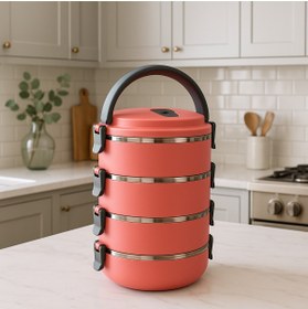 Resim Veliday 4 Katlı Sefer Tası Sızdırmaz Yemek Termosu Koyu Pudra 2,4 Lt Tek Kişilik Hacimi Vardır 