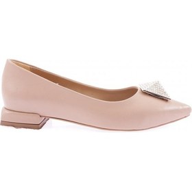 Resim Dgn 2807-23y Kadin Sivri Burun Kristal Taş Tokali Galvaniz Ökçeli Babet 2807-1423-R1807 Ten Rugan 