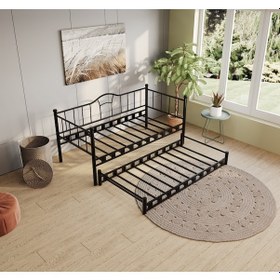 Resim Argimo Kamelya Yavrulu Daybed Sedir Siyah Karyola 90x190 