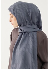 Resim Mirsoy Scarf Dalga Desen İpeksi Jakar Şal - Füme Füme 