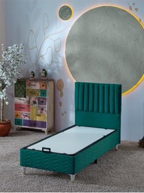 Resim Beehanem Bengü 90x190 Tek Kişilik Baza+başlık 2 Li Set Keten Gri 