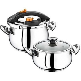 Resim Oms 4 Parça 5-7 Lt Matik Düdüklü Tencere Seti 5120 Siyah-bakır Siyah 