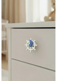 Resim Mavi Gemici Dümeni Çocuk Odası Mobilya Kulbu - Tek Vidalı Plastik Dolap Ve Çekmece Kulpu Mavi-beyaz 