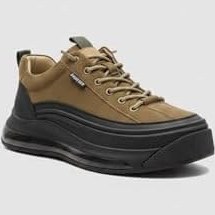 Resim MARCOMEN Lastik Bağlı Hava Köpük Düz Taban Hakiki Deri Sneaker Ayakkabı, 40, PRA-13312060-296830, Siyah Haki, Erkek 