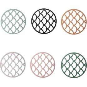 Resim Xhang 6 Adet Yuvarlak Yemek Masası Mat Içecek Bardak Dizayn Mutfak Yalıtım Hot Pad Silikon Placemat (14.5 Cm) 