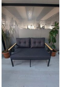 Resim Safir Balkon-bahçe-kafe Çay Seti Koltuk Oturma Takımı-oturma Grubu,ofis Koltuğu İkili Antrasit 