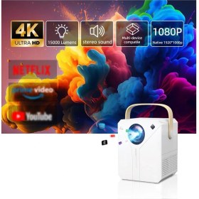 Resim 4K Hd Wifi Projeksiyon Cihazı Android Uygulama Yüklenebilir Akıllı Duvara Yansıtma 