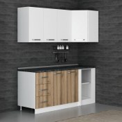 Resim Minar 185CM Köşe Mutfak Dolabı - Beyaz/dore K185-D4 